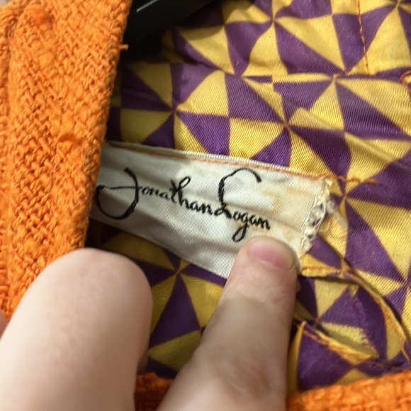 Vintage Jonathan Logan Orange Woven Cotton 1960s Sleeveless Dress Size 13 - Picture 3 of 12